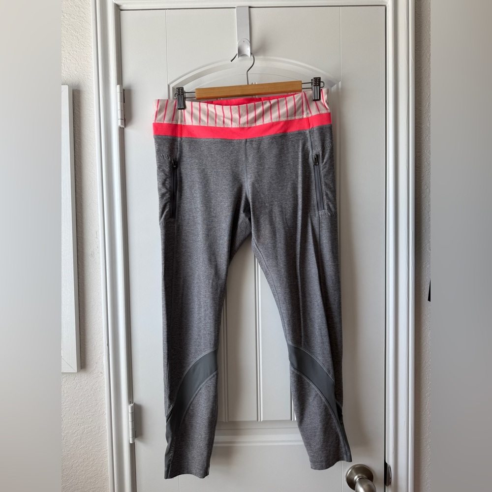 Lululemon Athletica Charcoal and Coral Leggings